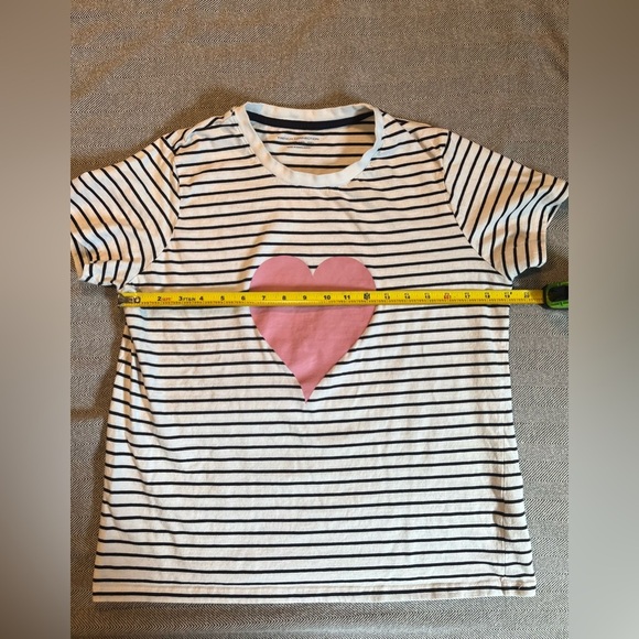 French Connection Striped T-Shirt with Pink Heart - Picture 6 of 8
